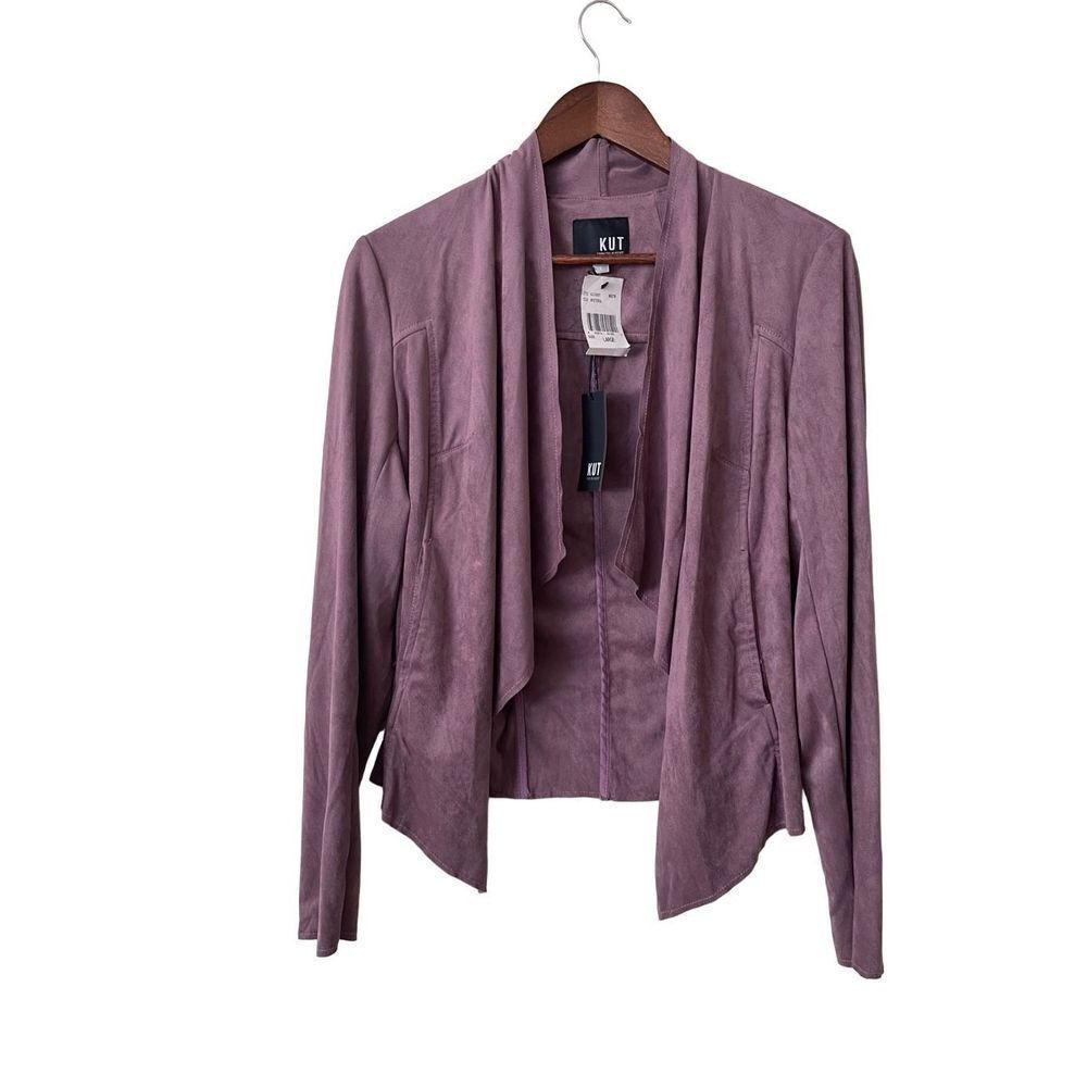 Kut from the Kloth Tayanita Faux Suede Jacket in Wisteria size L NWT